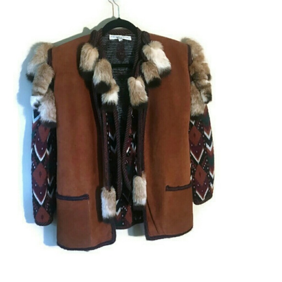 Leather Cowboy Jacket With Fur Collar - Picture 5 of 8